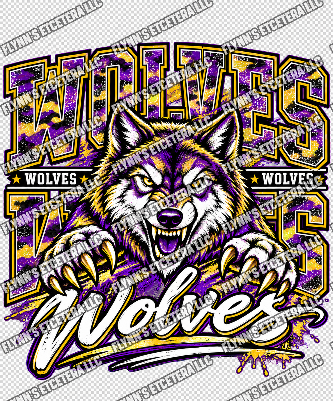 Camo Wolves — DTF Print & Youth/Adult Tee — watermarked preview