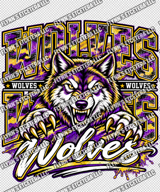 Camo Wolves — DTF Print & Youth/Adult Tee — watermarked preview