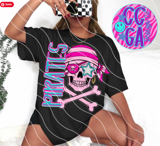 Black tee with pink Pirate